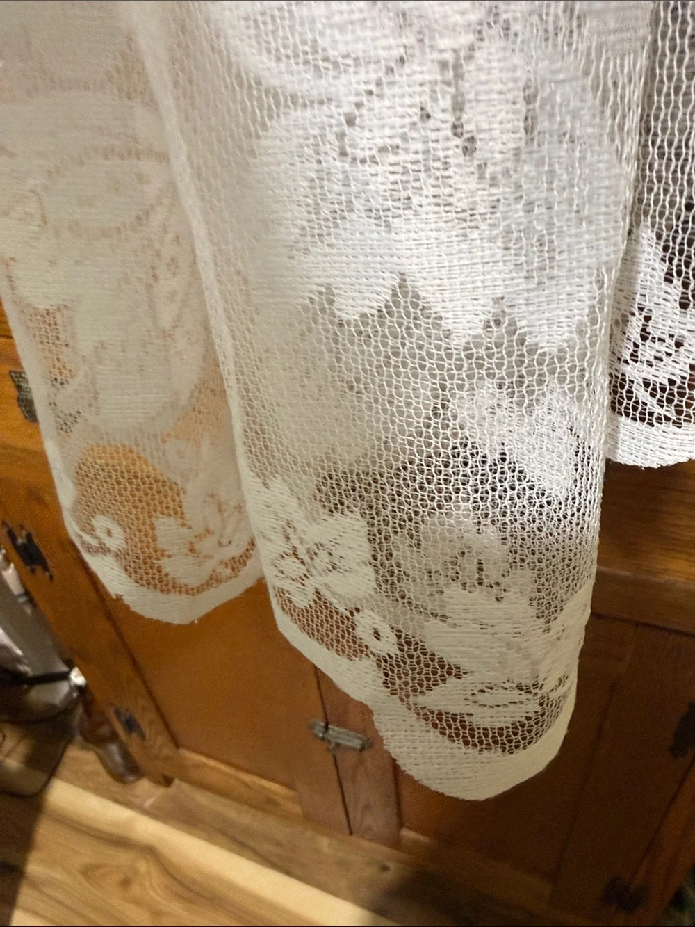 Vintage bright white lace floral ivy leaves shower curtain cottagecore